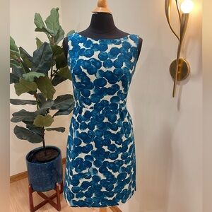 Anthropologie Vibrant Blueberry Blue painted V Neck Back Cocktail Dress